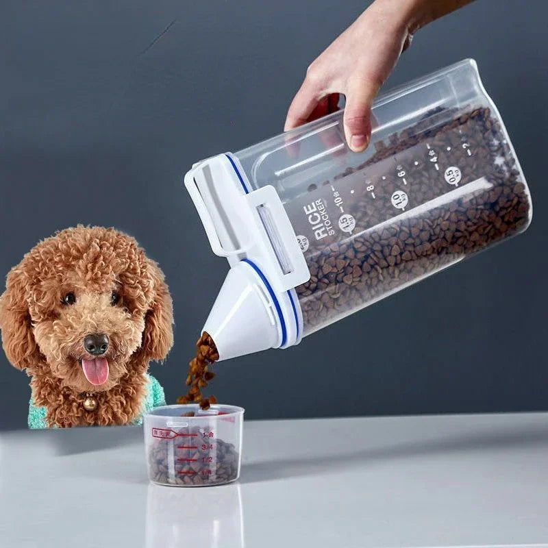 Plastic Pet Food Storage Container with Measuring Cup
